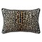 Hello Honey Leopard Print Piped Cotton Velvet Lumbar Pillow, Multicolor Finish